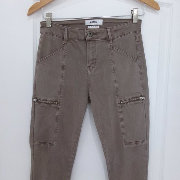 Pistola Light Mocha Brown Hunter Cargo Skinny Pants Jeans 27 Zip Legs Stretchy - Picture 2 of 8